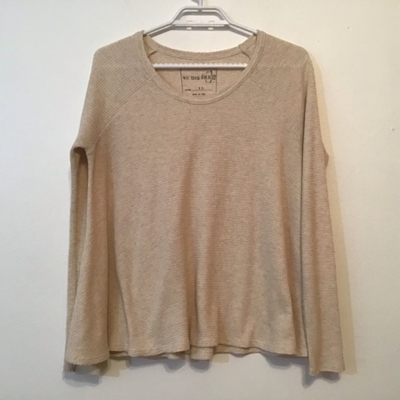 NWOT Free People | Cream Waffle Knit Thermal Swing Top - Picture 2 of 4